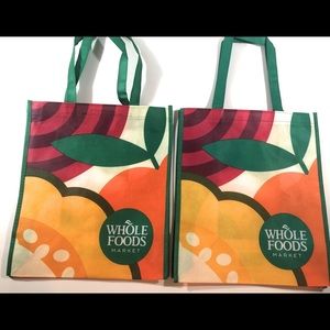 Whole Foods Reusable Shopping Bags small (set Of 2) new